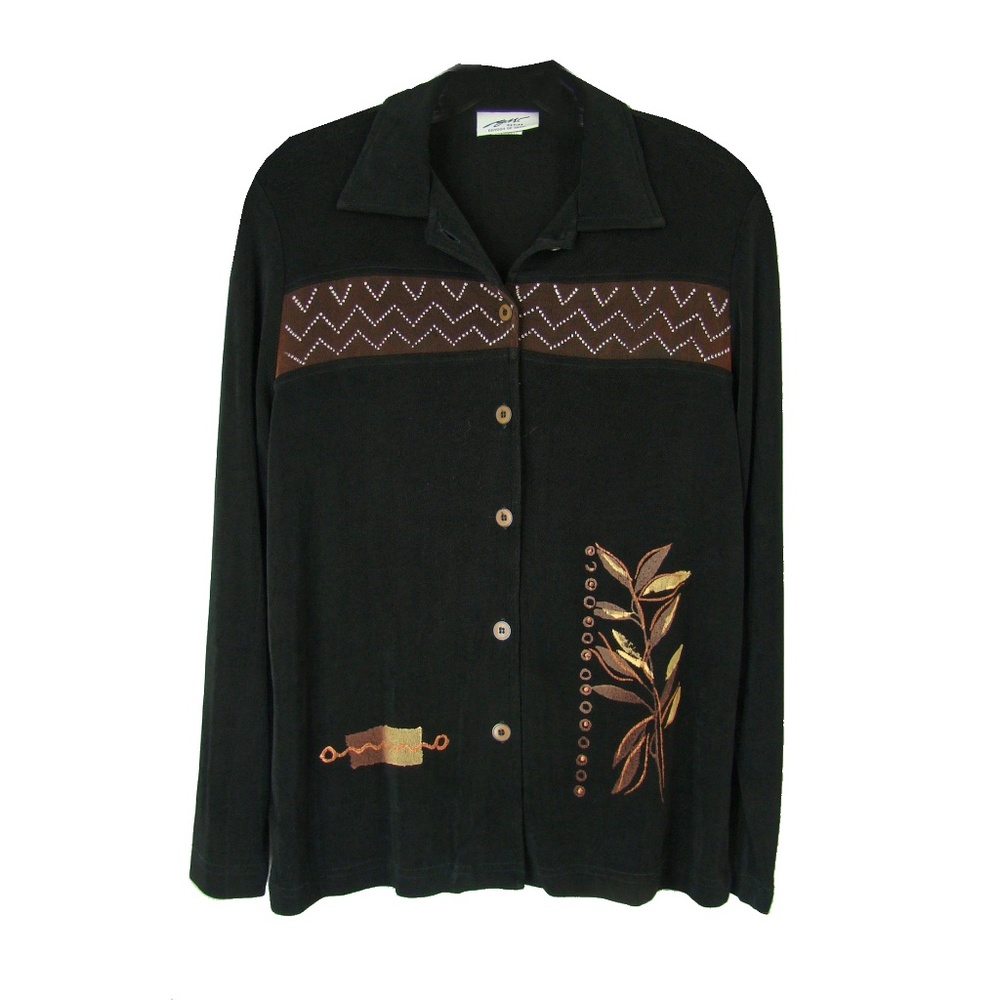 Graff Black Artsy Print Travel Knit Cardigan - PS